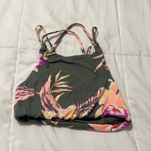 Green floral Roxy high neck bikini top small